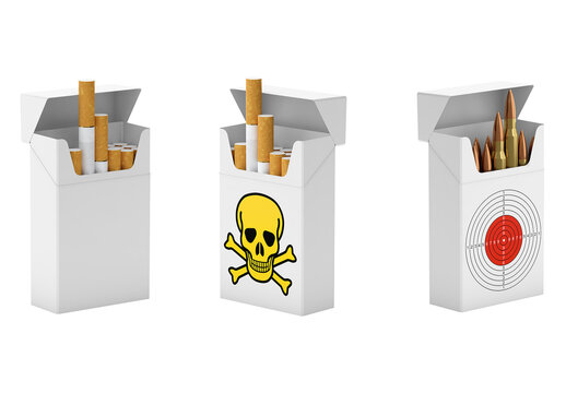 Packs of cigarettes isolated on transparent background Danger of smoking concept