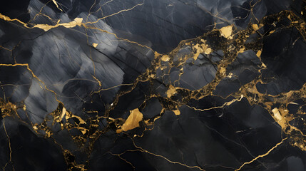 black marble with golden veins ,Black marbel natural pattern for background, abstract black white and gold, black and yellow marble, hi gloss marble stone texture of digital wall tiles. generative AI.