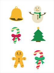 Merry christmas vector illustration. New year, merry christmas icon set, christmas pattern