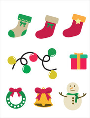Merry christmas vector illustration. New year, merry christmas icon set, christmas pattern
