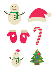 Fototapeta premium Merry christmas vector illustration. New year, merry christmas icon set, christmas pattern