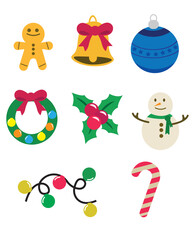 Fototapeta premium Merry christmas vector illustration. New year, merry christmas icon set, christmas pattern