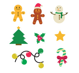 Merry christmas vector illustration. New year, merry christmas icon set, christmas pattern