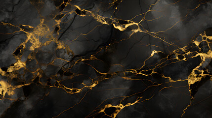 black marble with golden veins, black Portoro marbel natural pattern for background, abstract black...