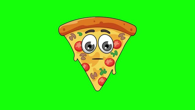 pizza character with a raised eyebrow, skeptic's face
