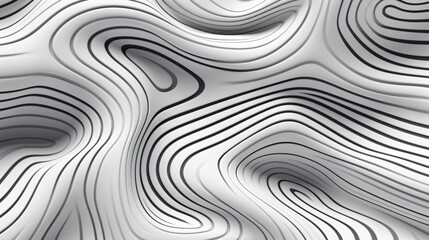3D Black and White Contour Line Pattern