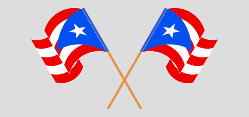 Crossed and waving flags of Puerto Rico