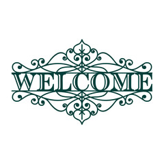 Welcome lace plate. Template laser cutting machine for wood, metal and paper