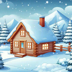 Cartoon style elements infuse a playful quality into the realistic snowy weather