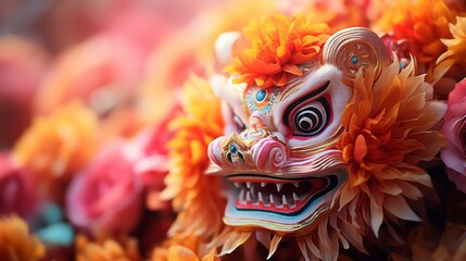 Chinese new year dragon dance costume with intricate design details and cultural symbolism.
