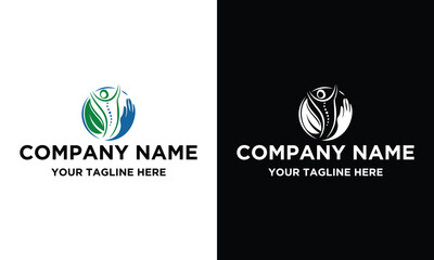 green spine leaf icons logodesign template