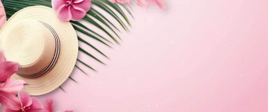 Anamorphic video summer background with sea shell and starfish.
