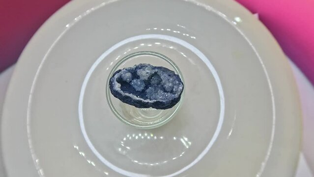Amethyst geode with agate edge violet crystals