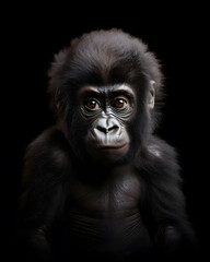 Obraz premium portrait of a cute baby gorilla infant with piercing eyes