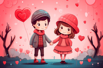 boy and a girl in love for Valentine's day