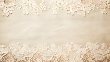 Canvas background with white lace in corners. generative AI.