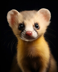 Fototapeta na wymiar portrait of a cute baby ferret kit with piercing eye.