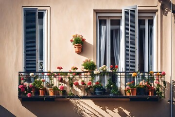 balcony with flowers