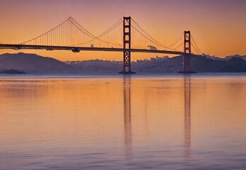 Fototapeta na wymiar Golden Gateway: San Francisco's Sunrise Over the Bay.