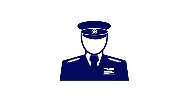 Police officer icon, Security Guard icon animation with white png background.