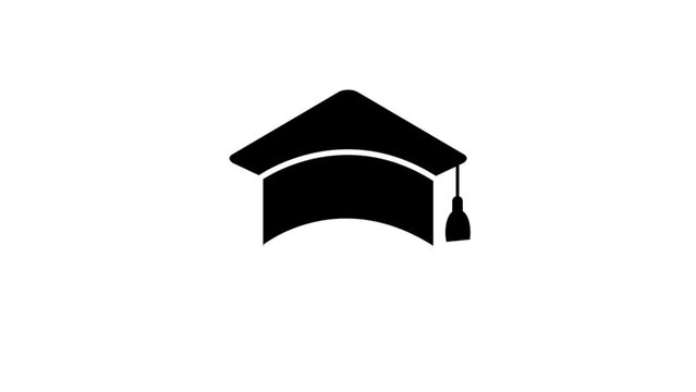 Animated Graduate hat icon. Graduation caps celebration motion background