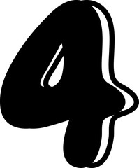 doodle alphabet number four 4