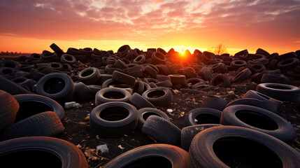Obraz premium tires dumped in a big pile for recycling.