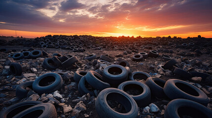 Obraz premium tires dumped in a big pile for recycling.
