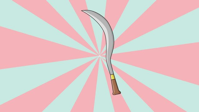 The animation forms an icon of the Indonesian Madura celurit with a rotating background