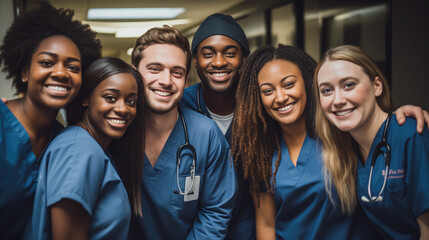  Group of diverse students starting their medical training together - Powered by Adobe
