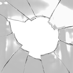 Broken glass texture isolated cracks on a white background. Broken glass png, fragments png. Crack, pieces of glass PNG. Macro camera pieces of glass.