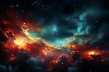 Vibrant space galaxy cloud illuminating night sky, revealing cosmic wonders and mysteries
