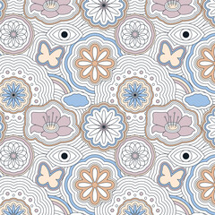 Geometric line art seamless pattern design. Editable and repeating vector illustration file. Can use as print, background, fashion fabric and textile, wallpaper, wrapping paper, etc.