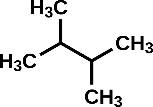 2,3-dimethylbutane structural formula, hexane isomer vector illustration 