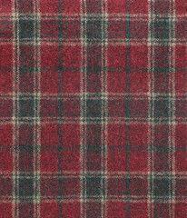 Traditional tartan pattern fabric in red and green