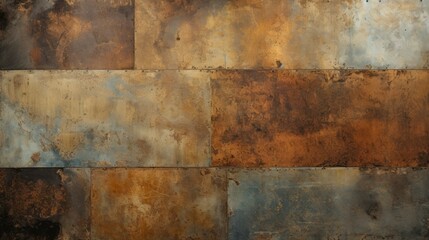 metallic background texture with rust and poster scraps