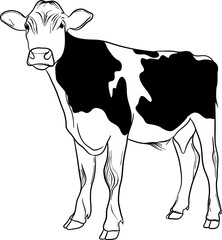 Hand Drawn Cow Illustration Isolated Vector