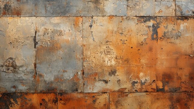 metallic background texture with rust and poster scraps