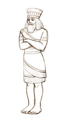 The Babylonian idol. Pencil drawing