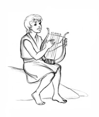 Young David plays the harp