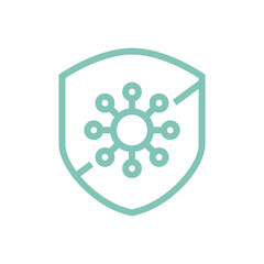 Antibacterial formula shield vector isolated sign for antiseptic cosmetics and medical pharmaceutical products