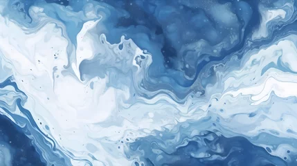 Fotobehang Dirty blue, navy pattern. Gruge texture seamless background. Watercolor endless repeat backdrop. Vector tye die pattern. Sea, ocean texture marble texture. generative AI. © mhebub