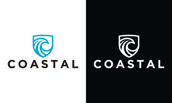 Modern coastal logo illustration design