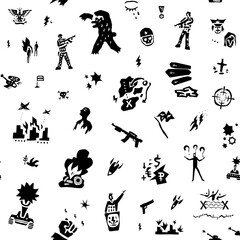 war, political conflict, revolution - vector seamless background sign and symbols