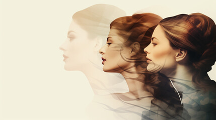 "Elegant Women Power Collage: A Graphic Illustration Showcasing the Graceful Profiles of Multiple Women Faces - Celebrating Strength and Elegance for Women's Day