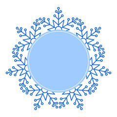 Round Vector blue Christmas winter frame made of snowflakes with place for text. Perfect copyspace for decorating social networks, photos and greeting card