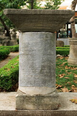 Old plaster sculptures and bas-reliefs, wall texture and patterns. Elements of architectural decorations of buildings. On the streets in Istanbul, public places.