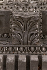 Old plaster sculptures and bas-reliefs, wall texture and patterns. Elements of architectural decorations of buildings. On the streets in Istanbul, public places.