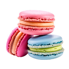 colorful macaroons isolated on a transparent background   - obrazy, fototapety, plakaty