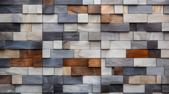 Fototapeta exterior wall elevation tiles design texture marble. generative AI.